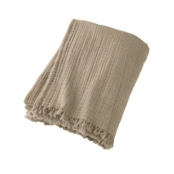 Plaid Et Jeté|EMINZA Plaid gaze de coton (180 x 220 cm) Gaïa Ficelle