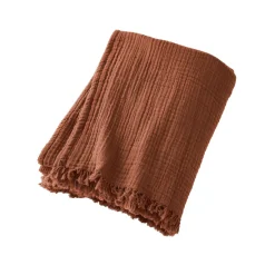 Plaid Et Jeté|Couvre-Lit Et Édredon|EMINZA Plaid gaze de coton (130 x 160 cm) Gaïa Terracotta