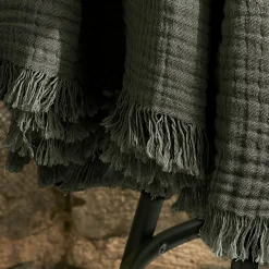 Plaid Et Jeté|Couvre-Lit Et Édredon|EMINZA Plaid gaze de coton (180 x 220 cm) Gaïa Vert romarin