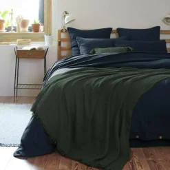 Plaid Et Jeté|EMINZA Plaid gaze de coton (180 x 220 cm) Gaïa Vert sapin