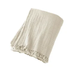 Plaid Et Jeté|Couvre-Lit Et Édredon|EMINZA Plaid gaze de coton (180 x 220 cm) Gaïa pampa Beige