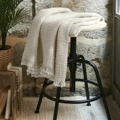 Plaid Et Jeté|Couvre-Lit Et Édredon|EMINZA Plaid gaze de coton (130 x 160 cm) Gaïa pampa Beige