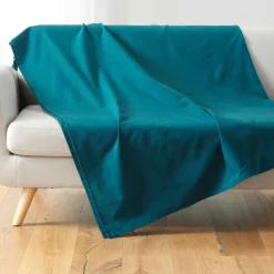Plaid Et Jeté|Couvre-Lit Et Édredon|DOUCEUR D'INTERIEUR Plaid polycoton (180 x 220 cm) Lucile Bleu