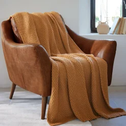 Plaid Et Jeté|EMINZA Plaid tricot (125 x 150 cm) Tessa Camel