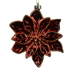 Décoration De Sapin|KAEMINGK Poinsettia de Noël à suspendre (D14 cm) Elégance Rouge brillant Bordeaux