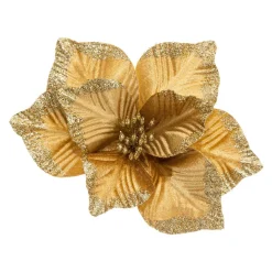 Décoration De Sapin|Feeric Lights & Christmas Poinsettia de Noël Marta sur clip (D23 cm) Or