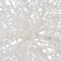 Décoration De Sapin|KAEMINGK Poinsettia de Noël paillettes sur clip (D23 cm) Blanc