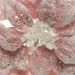 Décoration De Sapin|KAEMINGK Poinsettia de Noël Velours sur clip (D22 cm) Rose poudré
