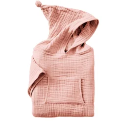 Coussin Et Plaid Enfant|Coussin Et Plaid Enfant|EMINZA Poncho de bain enfant gaze de coton 2/5 ans Gaïa Rose Pêche