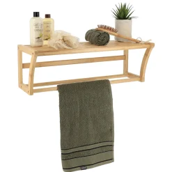 Rangement Salle De Bain|TENDANCE Porte serviette mural bambou (60 x H20 cm) Harmonie Naturel