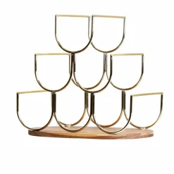 Range Bouteilles|EMINZA Pte-bouteilles bois et métal 6 emplacements (H30 cm) Théo Or