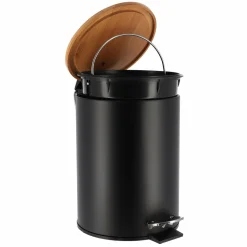 Accessoire Salle De Bain|TENDANCE Poubelle à pédale avec frein de chute Timeless Noir