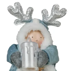 Père Noël, Animaux Et Personnage|Déco Et Objet Lumineux|JJA Poupée lumineuse debout (H34 cm) Alice et bougie Bleu Ciel