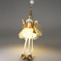 Déco Et Objet Lumineux|KOOPMAN Poupée lumineuse jambes souples à piles (H60 cm) Lina Glitter Or