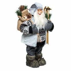 Père Noël, Animaux Et Personnage|Feeric Lights & Christmas Père Noël déco Traditionnel (H30 cm) Arnold Gris