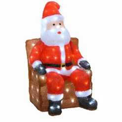 Déco Et Objet Lumineux|EMINZA Père Noël lumineux assis 100 LED (H60 cm) Blanc froid