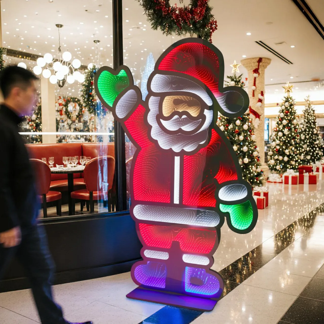 Personnage, Objet Grand Format|Déco Et Objet Lumineux|KOOPMAN Père Noël lumineux Géant 1083 LED (H180 cm) Infinity Multicolore