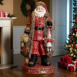 Personnage, Objet Grand Format|Père Noël, Animaux Et Personnage|EMINZA Père Noël traditionnel Géant (H166 cm) Klaus et les cadeaux Rouge