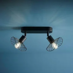 Applique|OSTARIA Rampe de spot 2 abat-jours (L24 cm) Capeline Noir