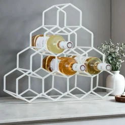 Range Bouteilles|EMINZA Range-bouteilles métal pyramide (H38 cm) Malo Blanc