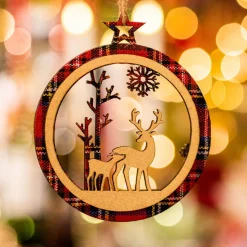 Décoration De Sapin|KAEMINGK Renne à suspendre (D9 cm) En promenade Rouge