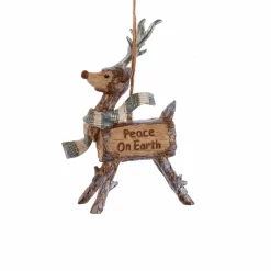 Décoration De Sapin|CHRISTMAS INSPIRATIONS Renne à suspendre (H13 cm) Peace Marron