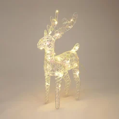 Père Noël, Animaux Et Personnage|Déco Et Objet Lumineux|KOOPMAN Renne de Noël lumineux à piles (H37 cm) Gulliver Irisé et blanc chaud Transparent irisé