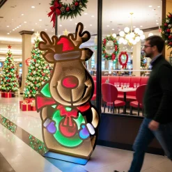 Personnage, Objet Grand Format|Déco Et Objet Lumineux|KOOPMAN Renne de Noël lumineux Géant 1257 LED (H180 cm) Infinity Multicolore