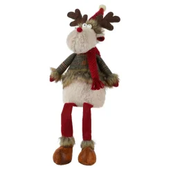 Père Noël, Animaux Et Personnage|KAEMINGK Renne jambes souples (H70 cm) Duncan écharpe Rouge