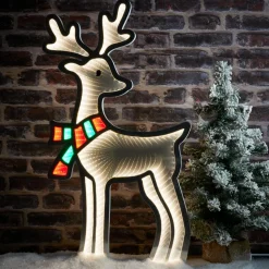 Père Noël, Animaux Et Personnage|Déco Et Objet De Noël|KAEMINGK Renne lumineux 363 LED (H85 cm) Infinity Blanc froid et Multicolore