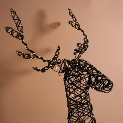 Personnage, Objet Grand Format|Déco Et Objet Lumineux|EMINZA Renne lumineux 360 Micro LED (H124 cm) Glenn résine tressée Brun Blanc chaud Marron