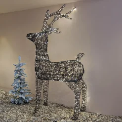 Personnage, Objet Grand Format|Déco Et Objet Lumineux|EMINZA Renne lumineux 400 Micro LED (H160cm) Résine tressée Blanc chaud