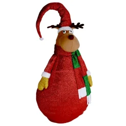 Personnage, Objet Grand Format|Père Noël, Animaux Et Personnage|KOOPMAN Renne lumineux à piles (H140 cm) Pliable pailleté Rouge
