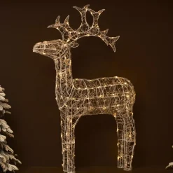 Personnage, Objet Grand Format|Père Noël, Animaux Et Personnage|EMINZA Renne lumineux souple 120 LED (H110 cm) Skoll Blanc chaud