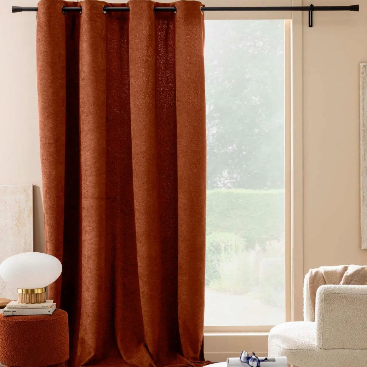 Rideau|douceur d'intu017drieur Rideau bouclette (140 x 260 cm) Winona Terracotta