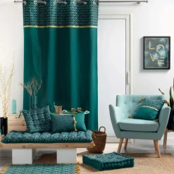 Rideau|DOUCEUR D'INTERIEUR Rideau coton (140 x 240 cm) Artchic Bleu canard