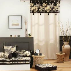 Rideau|DOUCEUR D'INTERIEUR Rideau coton (140 x 240 cm) Karaba Noir