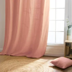 Rideau|EMINZA Rideau coton (140 x 260 cm) Pixel Rose Pêche