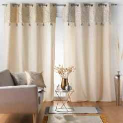 Rideau|DOUCEUR D'INTERIEUR Rideau coton (140 x 240 cm) Solea Or