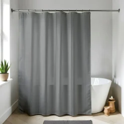 Accessoire Salle De Bain|Rideau De Douche| Rideau de douche à anneaux (180 x 200 cm) Uni Gris