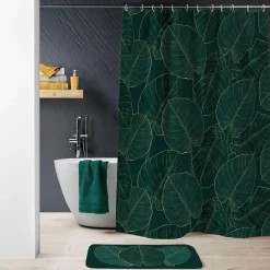 Accessoire Salle De Bain|Rideau De Douche|douceur d'intu017drieur Rideau de douche à anneaux (180 x 200 cm) Jade Vert