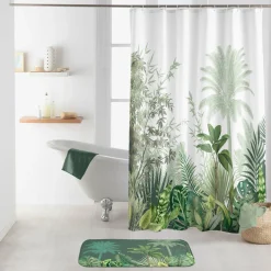 Accessoire Salle De Bain|Rideau De Douche|douceur d'intu017drieur Rideau de douche à anneaux (180 x 200 cm) Vagabonde Vert