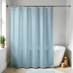 Accessoire Salle De Bain|Rideau De Douche|TENDANCE Rideau de douche à anneaux (180 x 200 cm) Uni Bleu clair
