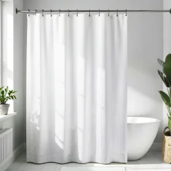 Accessoire Salle De Bain|Rideau De Douche|TENDANCE Rideau de douche à anneaux (180 x 200 cm) Diamants Blanc