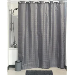 Accessoire Salle De Bain|Rideau De Douche|TENDANCE Rideau de douche avec œillets integrés (180 x 200 cm) Carrés Gris
