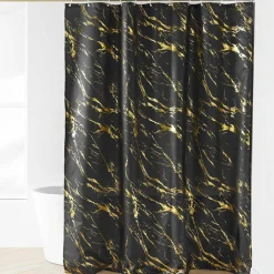 Accessoire Salle De Bain|Rideau De Douche|douceur d'intu017drieur Rideau de douche effet marbre (180 x 200 cm) Aquamarbre Noir