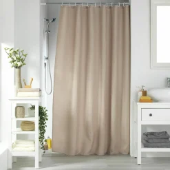 Accessoire Salle De Bain|Rideau De Douche|douceur d'intu017drieur Rideau de douche effet tissé à anneaux (180 x 200 cm) Quartz Taupe