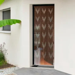 Rideau|LUANCE Rideau de porte bambou (90 x 200 cm) Chevron Taupe