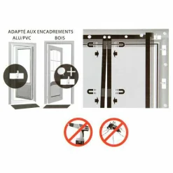 Moustiquaire|LUANCE Rideau de porte Moustiquaire (100 x H220 cm) Aimanté Ecru