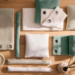 Rideau|douceur d'intu017drieur Rideau flanelle relief (140 x 240 cm) Flanela Vert kaki